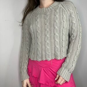 Anthropologie Wooden Ships Cable Knit Sweater in Light Grey Size M/L